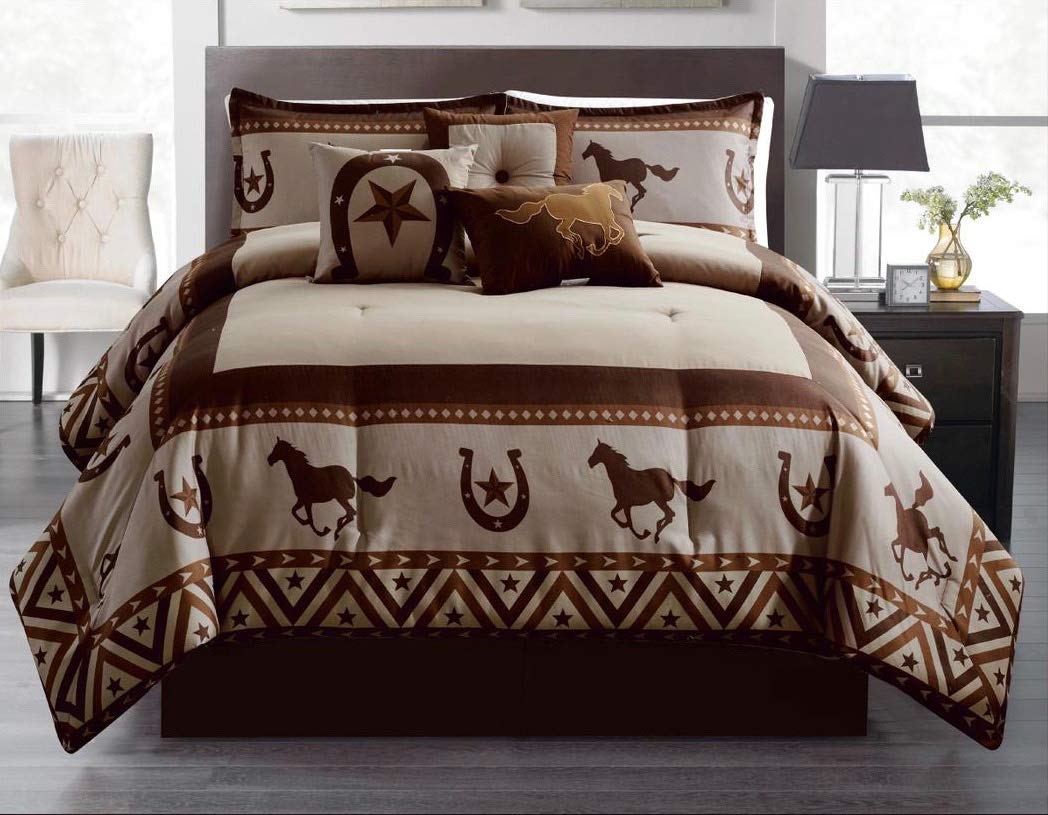 Buy Linen Mart Southern Running Horses & Horseshoe Star Comforter Set