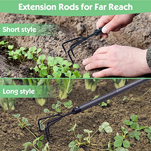 Garden Tools Set 5 Piece with Extended Handle, Heavy Duty Garden Tools Set, Ideal Gardening Tool Kit Gifts for Parents and Kids Including Trowels, Hand rake, Weeder, Pruning Shears - Image 3