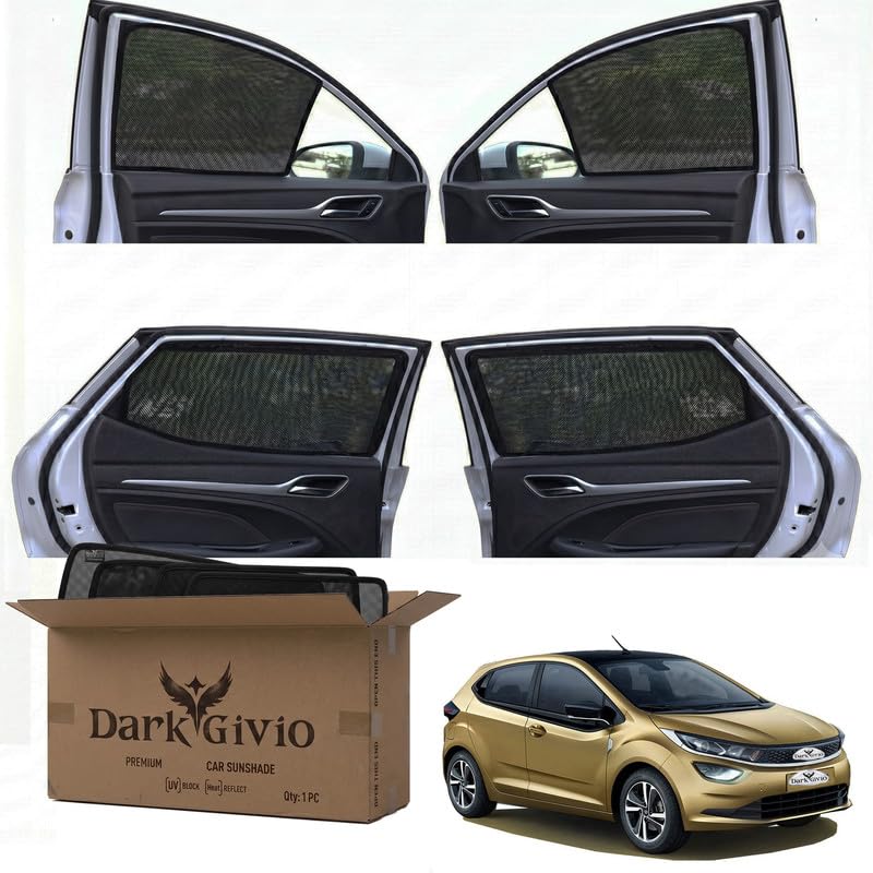 Image of Car Window Sun Shade Protector for ALTROZ | Exact Fit Non-Magnetic Half Cut Sunshade (Set of 4 /6) | UV Blocker Side Window Car Curtains & Interior Accessory