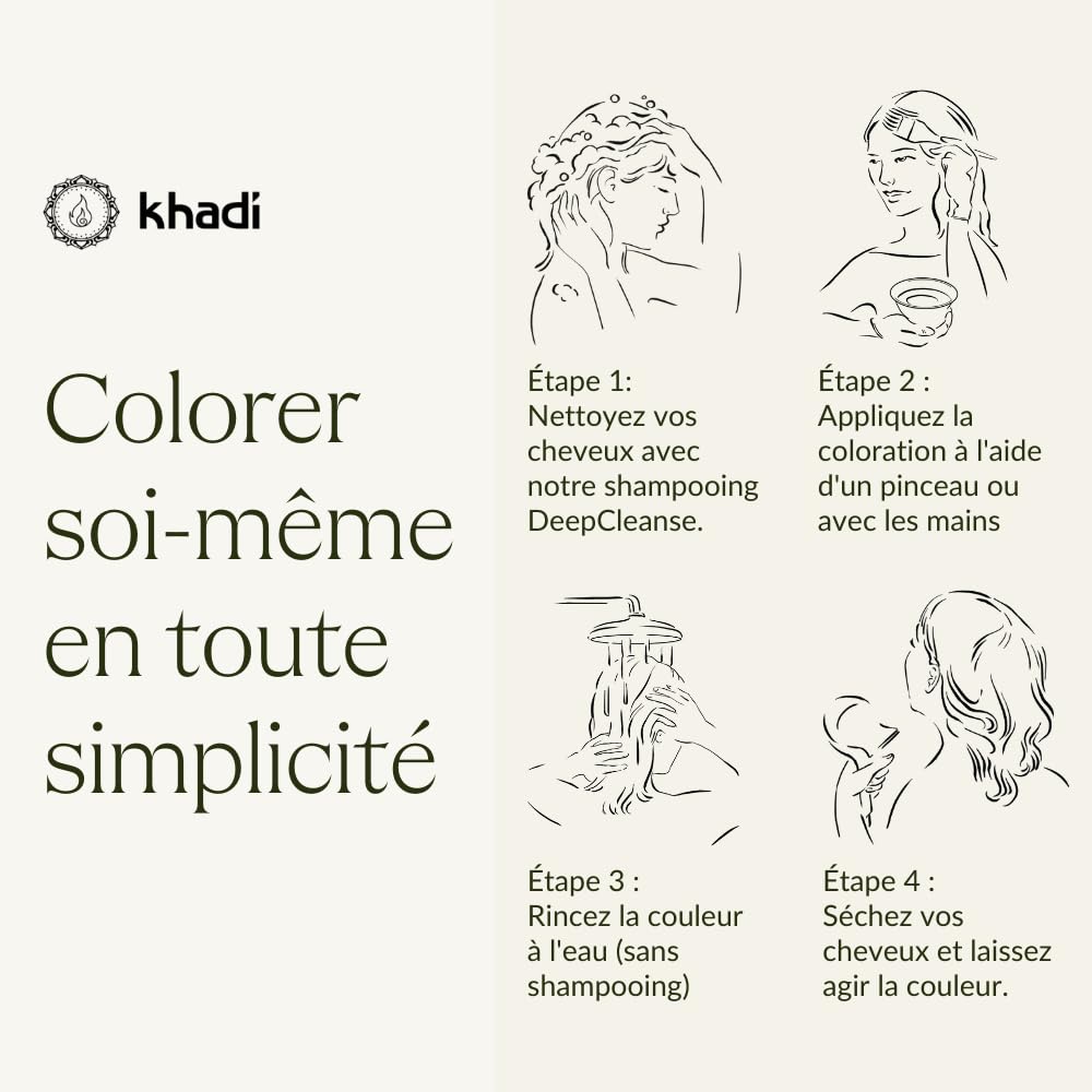 khadi BRUN FONCÉ Coloration végétale - Coloration pour cheveux pour un brun foncé profond et brillant à brun noir intense - 100% végétale et naturelle - 100 g