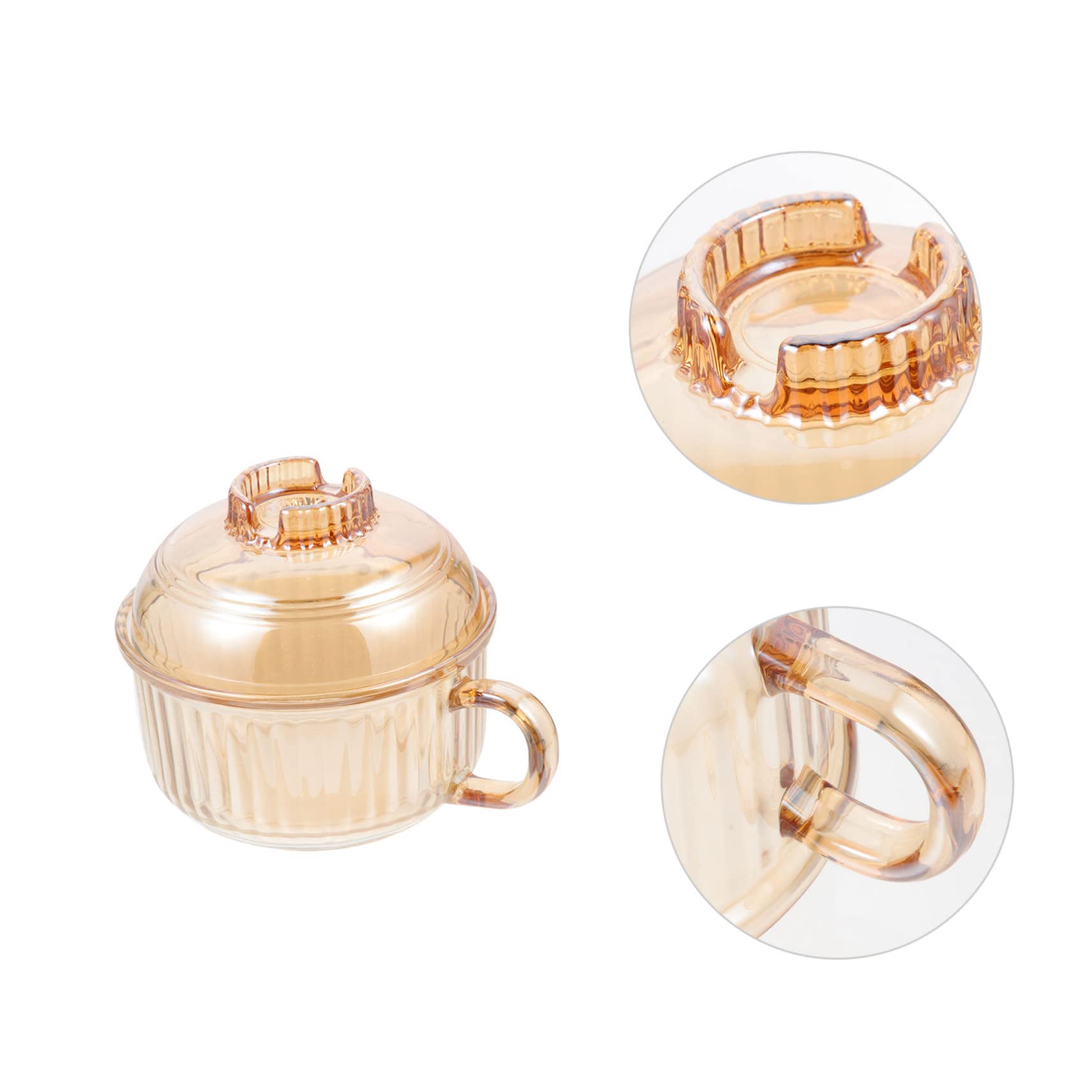 Gatuida Tazón de Vidrio para Sopa con Tapa Ámbar Multiusos para Vapor y Microondas Resistente Ligero y Decorativo para Ramen y Cocina