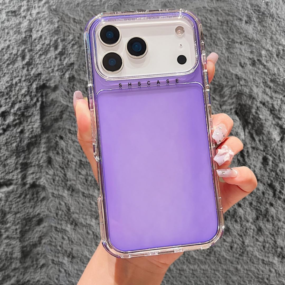 Coque transparente iPhone 17 violette avec effet antichoc armure