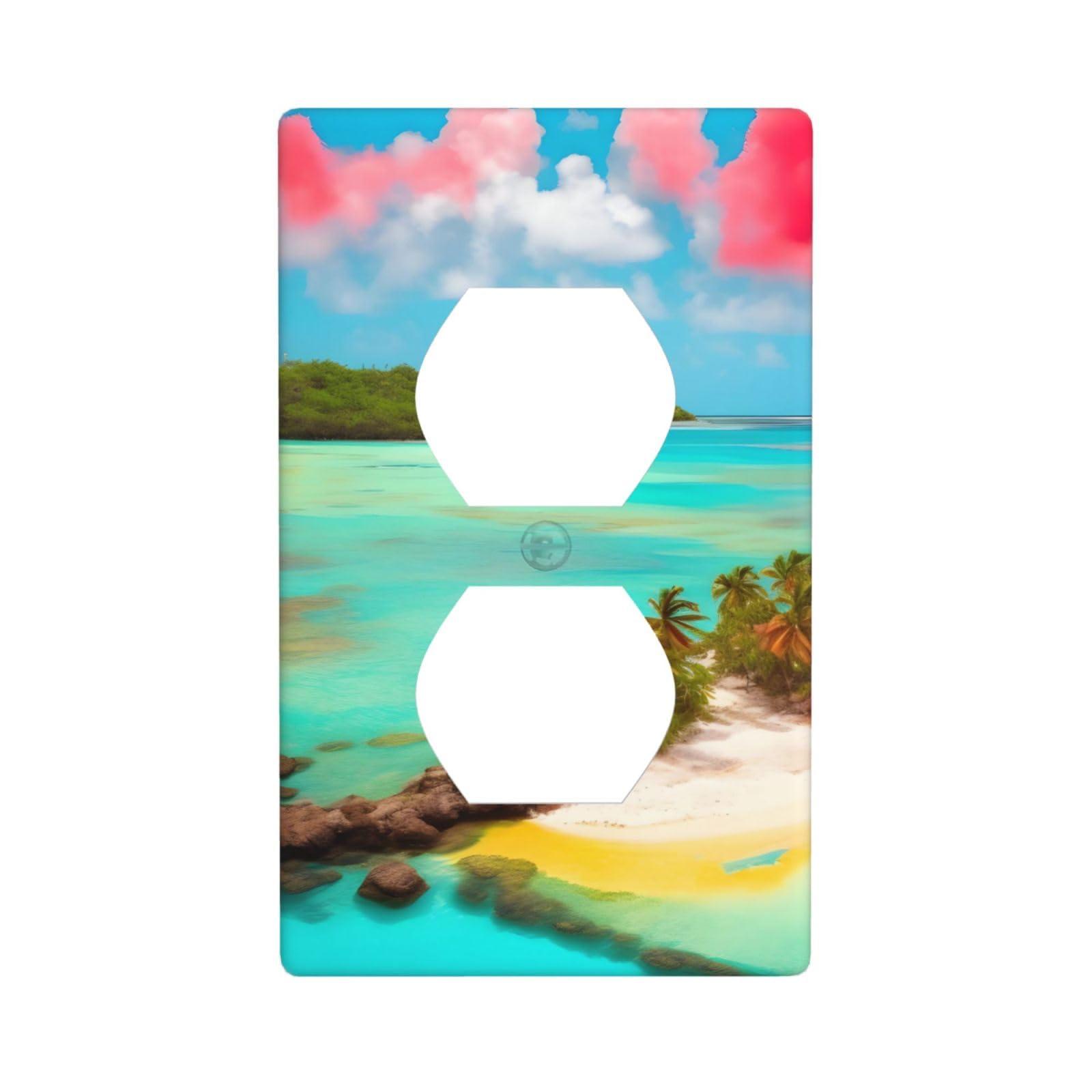 Cntdbu White Caribbean Scenery Unbreakable Polycarbonate Switch Plate-1 Gang Screwless Wall Plate For Home Office