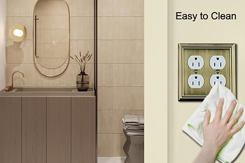 Vista 37 de Adler - Placa de pared de metal para interruptor de luz dúplex de palanca/dúplex, paquete de 2 unidades de latón antiguo, cubierta de salida