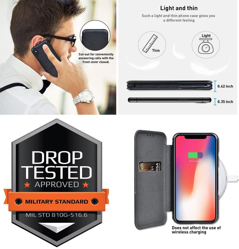 Image of WHITBULL Smart Magnetic Closer Flip Cover Compatible with OnePlus 12R 5G / One Plus 12R 5G (Black)