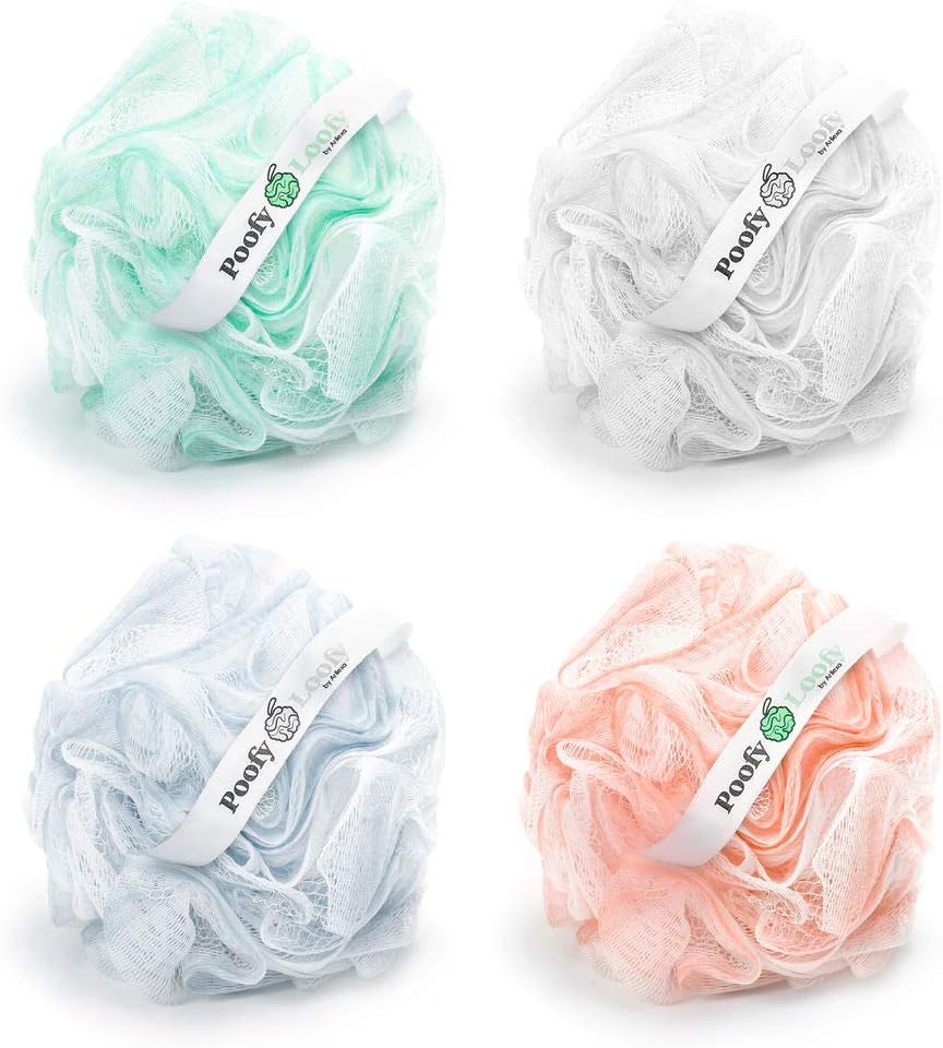 Arilexa 75g Loofah Shower Bath Sponge | Large Shower Ball for Cleaner, Smoother Skin - Long Durability - Easy to Hang & Use - Exfoliate Skin Body Wash, 4 Colors : Beauty & Personal Care