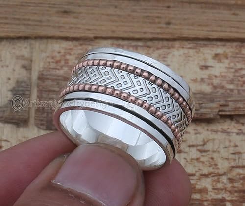 Miniatura 4 de 925 Sterling Silver Ring, Bohemian Silver Ring, Statement Silver Ring, Spinner Band Rings, Antique Silver Ring, Minimalist Ring Women, Fidget