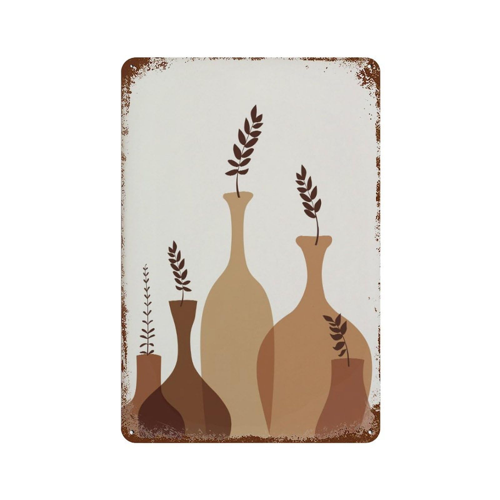 xiaoxiaoshen Abstract Pottery Desert Still Life, Boho Wall Decor Art Metal Tin Poster Modern Home Decor Art Home Bar Shop Decorations Vintage Sign 30x20cm