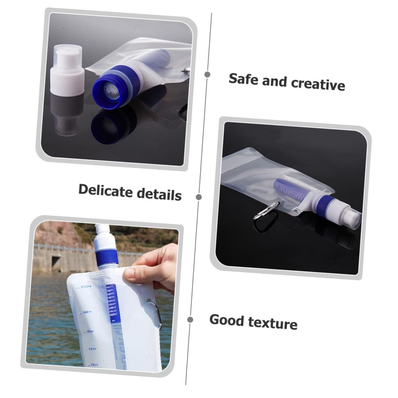 Sosoport 480ml Collapsible Water Bottles Portable Water Tank for Camping Reusable Water Bag Convenient Filter