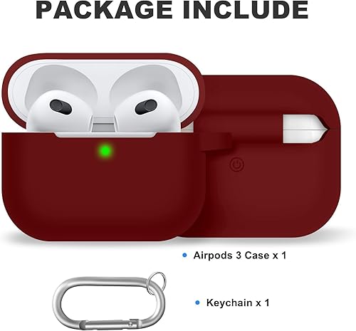 Vista 269 de Funda compatible con AirPods de tercera generación, accesorios de protección de silicona con llavero y kit de limpiador para mujeres y hombres, LED