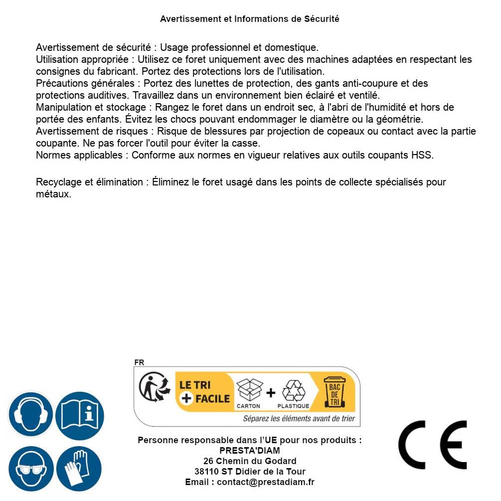 10 Brocas helicoidales HSS Cobalto - Inox, Hardox, Aceros muy duros 135° D. 6 x Lt. 93 x Lu. 28 x Q. 6 mm x Z2 - Diamwood