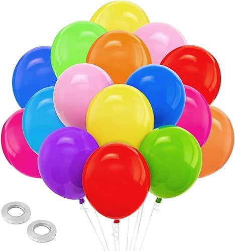 Globos de colores surtidos, 105 piezas de arco de globos de látex arcoíris de 12 pulgadas para suministros de fiesta de feliz cumpleaños, bodas,