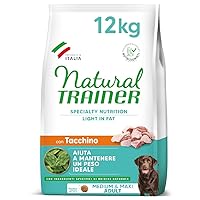 Natural Trainer Ideal Weight Medium&Maxi Cibo per Cani Adulti Light in fat con Tacchino