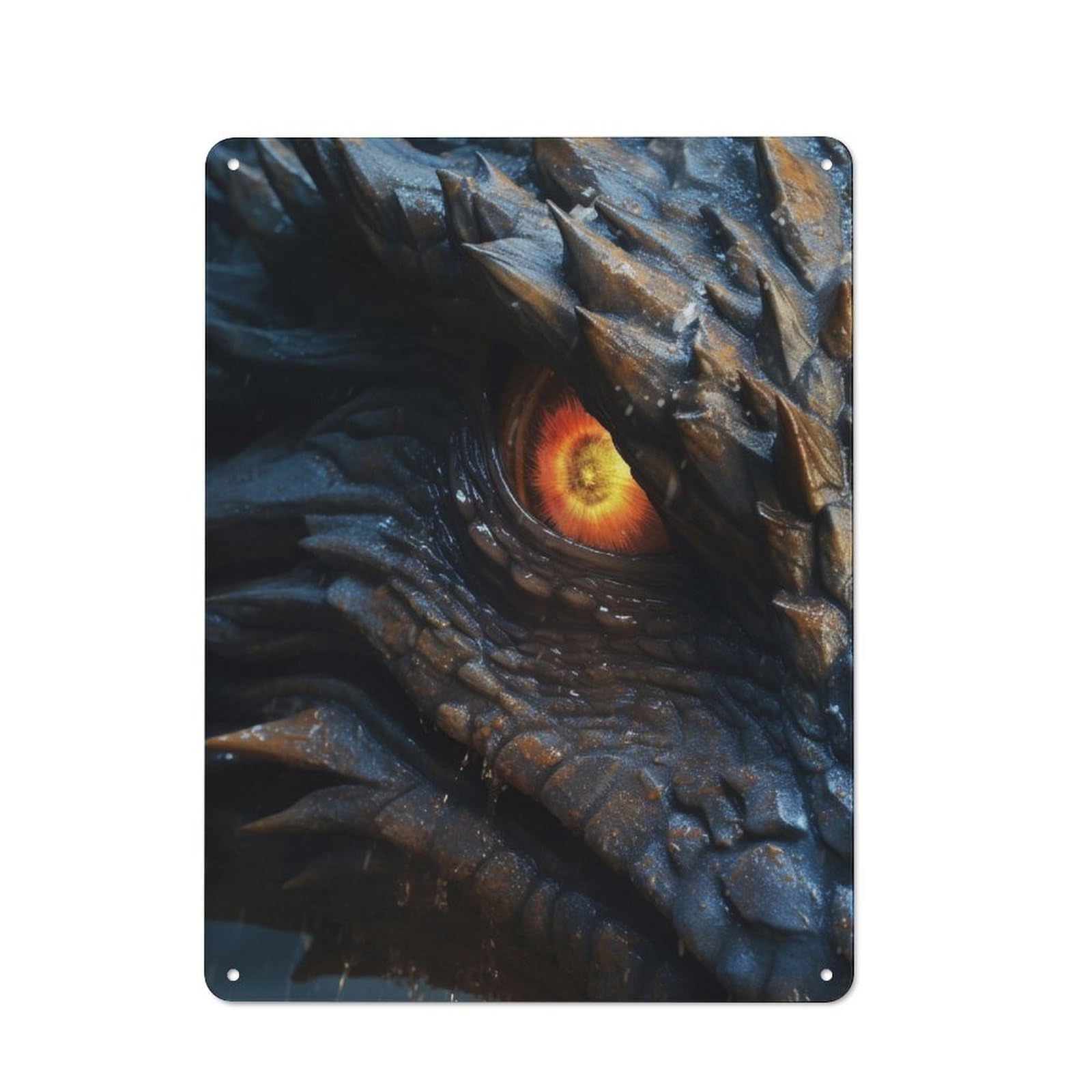 Junmoney Eye Of The Dragon Rustic Metal Plaque 40X30cm For Guest Room Or Hallway, For Home Interiors, Feature Walls And Decorative Displays