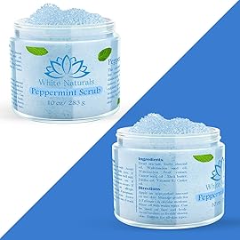 Pure Peppermint Scrub, Moisturizing and Exfoliating Face & Body Scrub, Organic Exfoliator, Fights Stretch Marks, Fine Lines and Wrinkles, Natural Shower Scrub