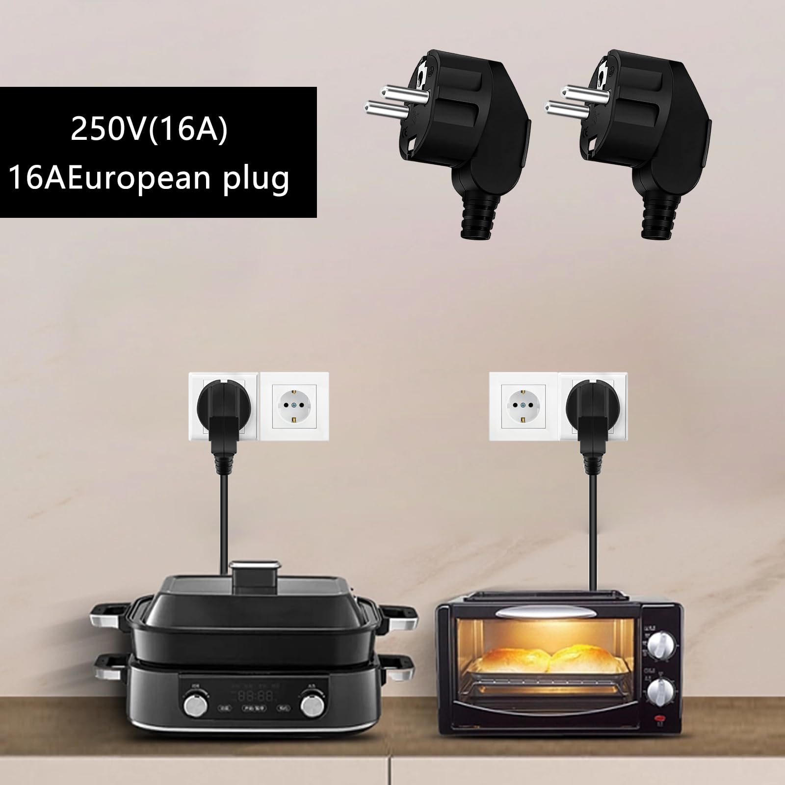 8 sztuk wtyczek Schuko 250 V/16 A wtyczka euro, wtyczka sieciowa, wtyczka kątowa | Wtyczka zasilająca, zestyk ochronny, wtyczka do kabli 8-10 mm do małych urządzeń gospodarstwa domowego