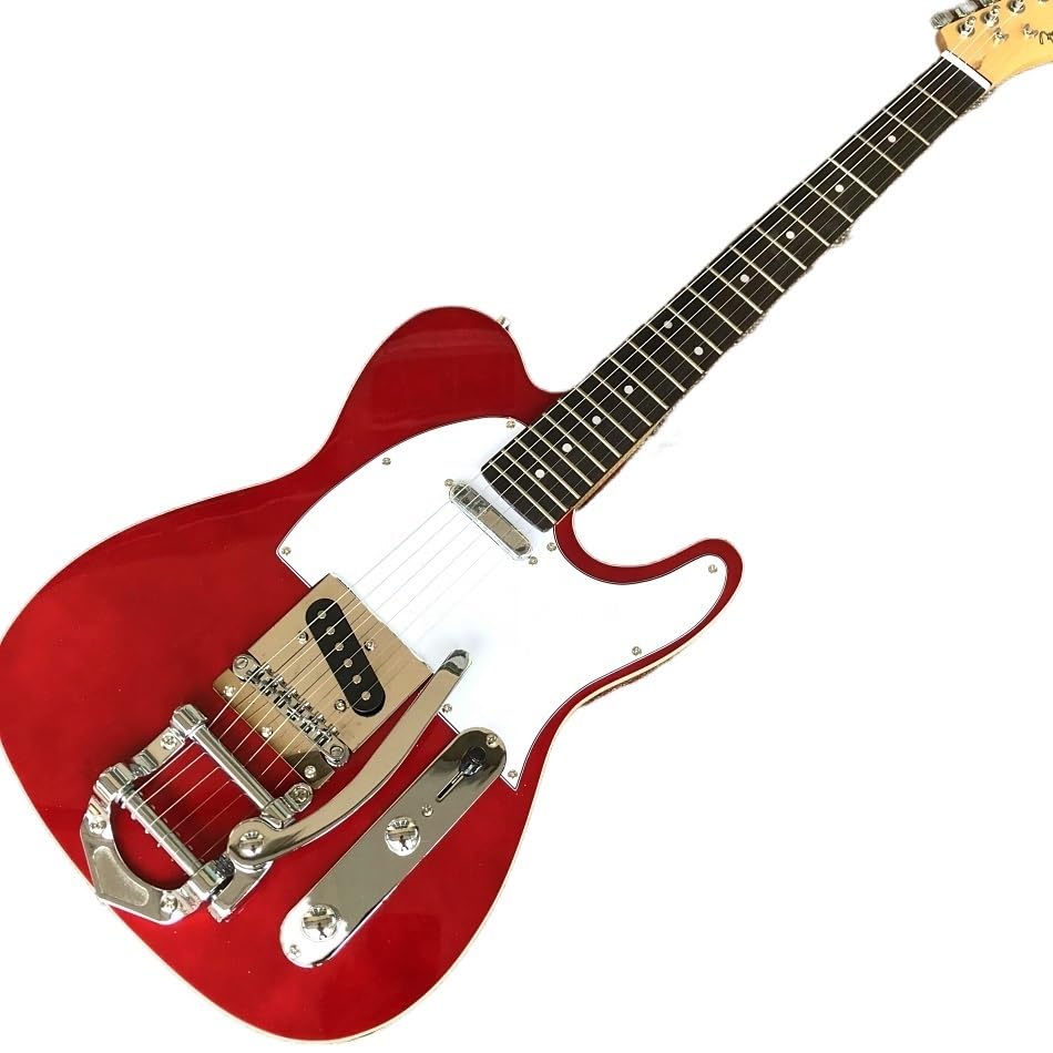 Chitarra elettrica TELE rossa personalizzata con tastiera in palissandro e vibrato cromato - Guitarra Electrica professionale