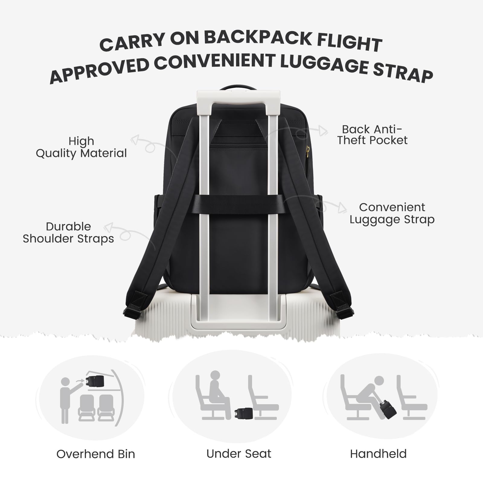 Sac à Dos Ordinateur Portable 16 Pouces Imperméable Noir