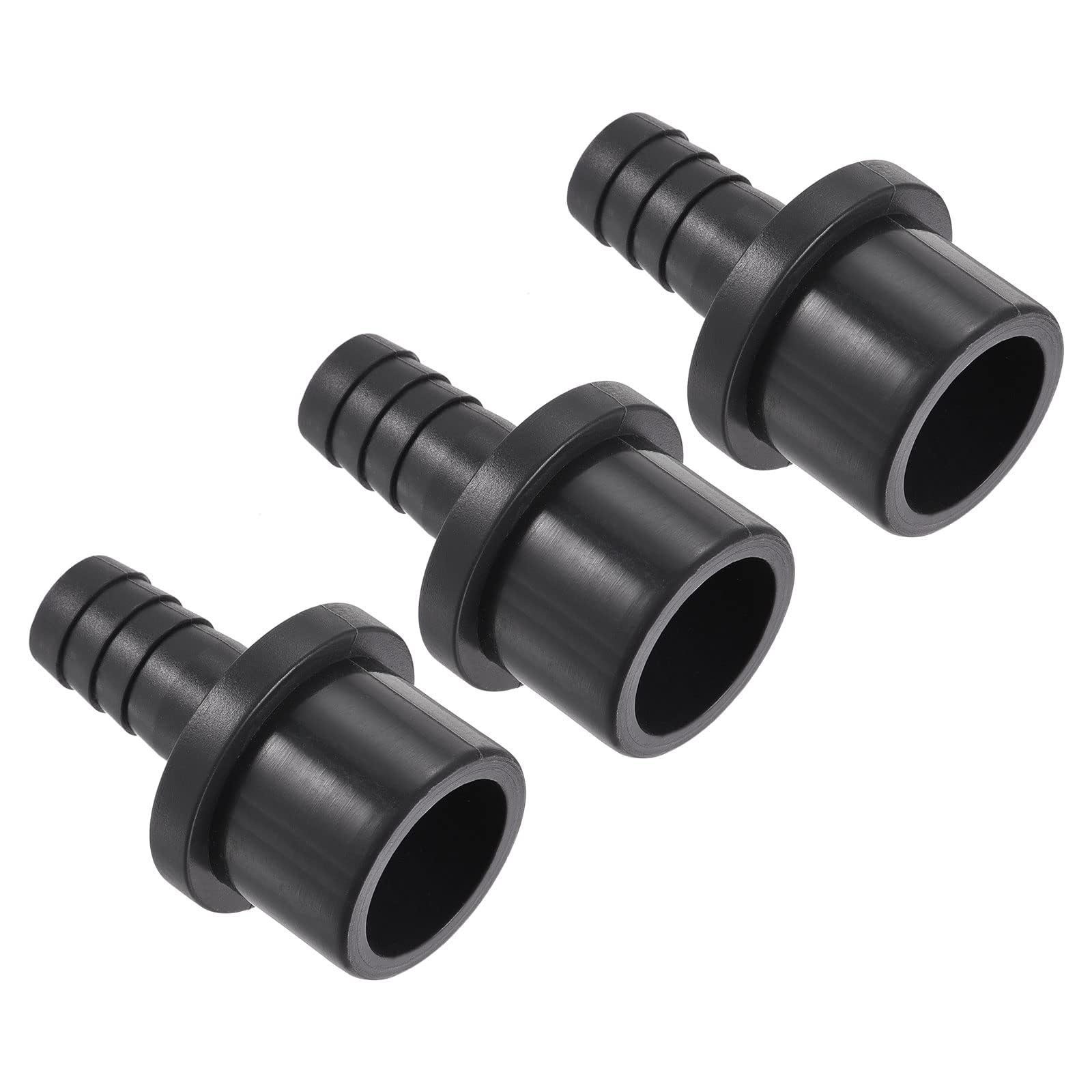 TA-VIGOR PVC Pipe Fitting, 12mm Barb x 25mm Spigot Straight Tube Adapter, Hose Barb Connector Quick for Water Hose, Irrigation, Garden, Plumbing Pipes (3PCS, Black)