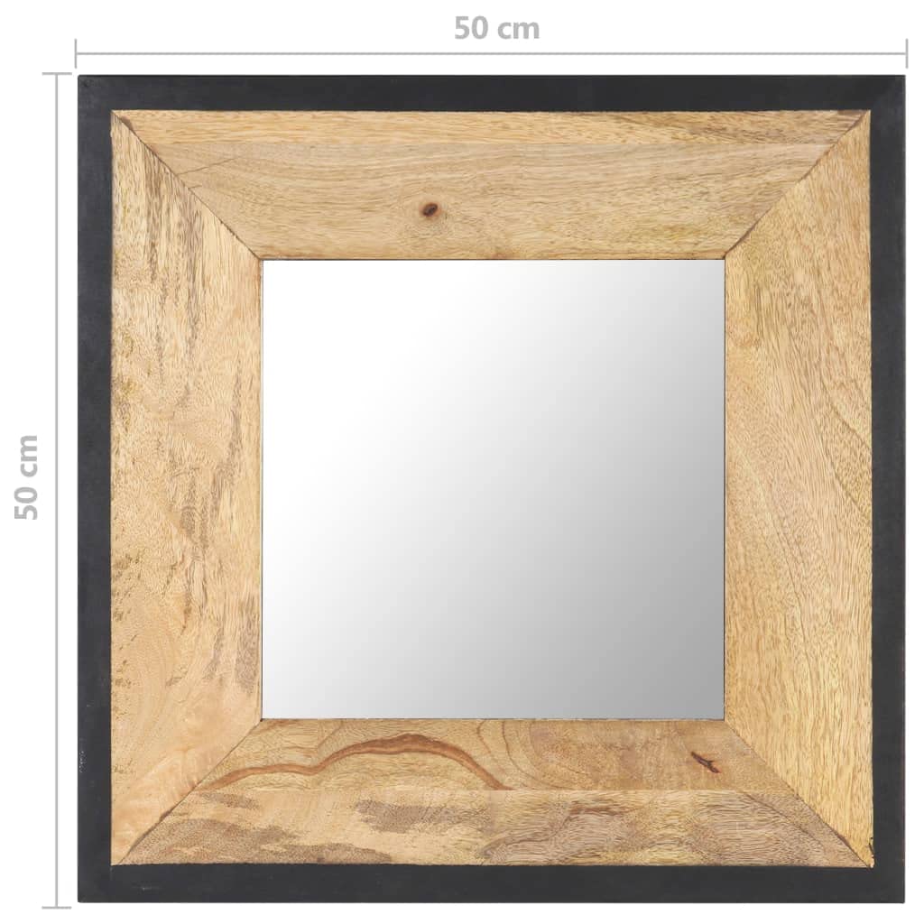 Spiegel 50 x 50 cm aus massivem Mangoholz mit natürlichem Finish, Wand oder Standspiegel für Flur Bad, Deko für Schlafzimmer, auch für Kosmetik und Rasur