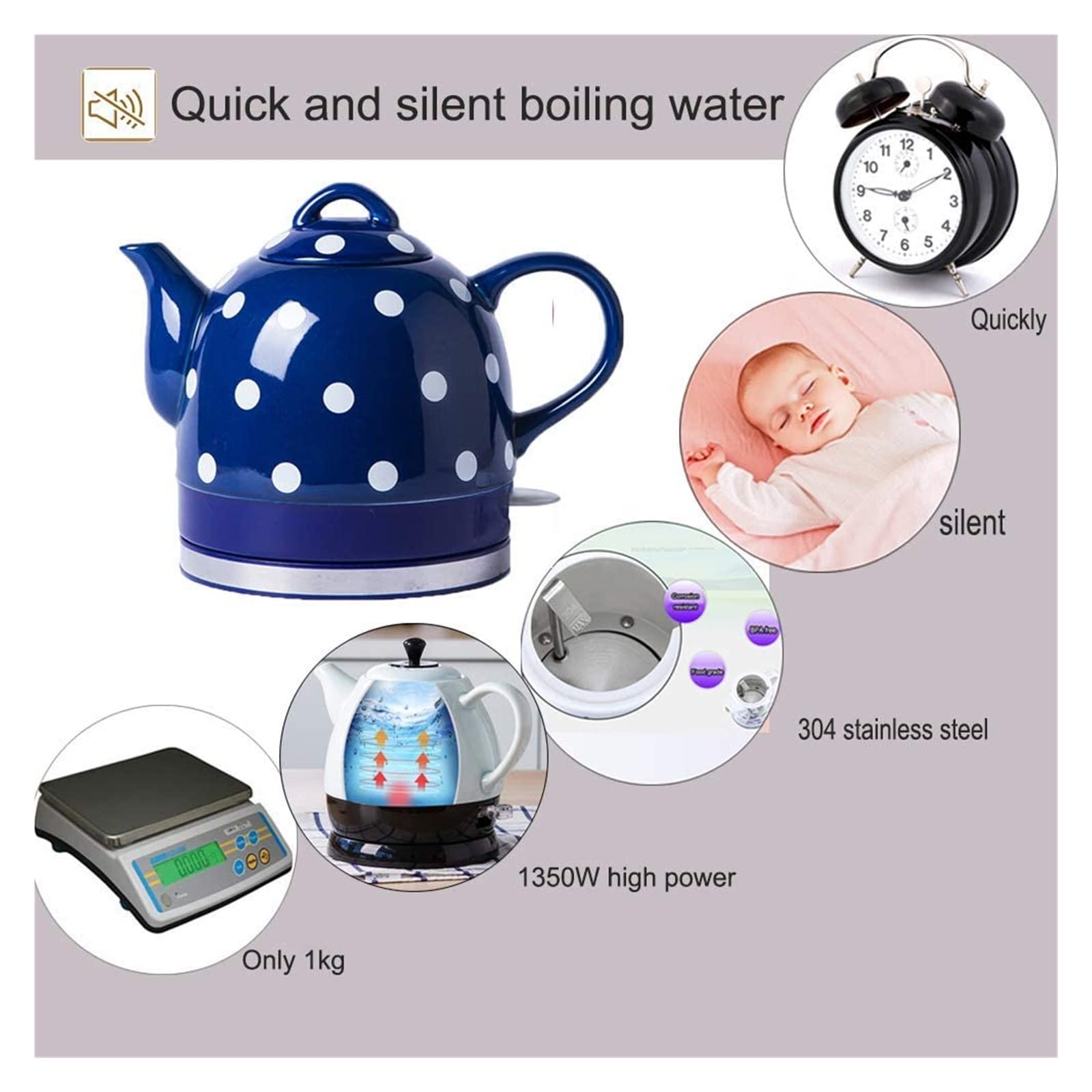 Hervidor eléctrico de café de preparación rápida, hervidor de Agua con Silbato, autoapagado, autoprotección en seco antiquemaduras, Termo de Temperatura Constante, Moda
