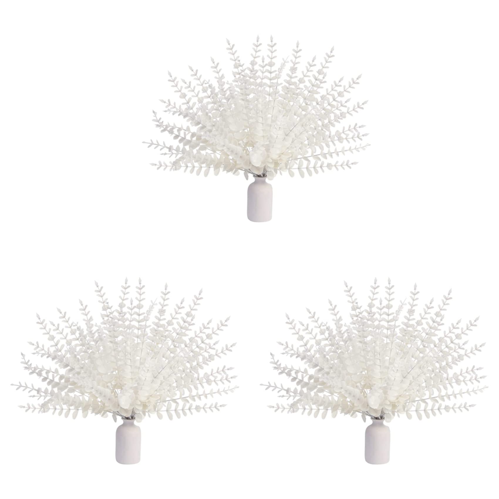 Hndhbfgrt White Artificial Eucalyptus Stems,108Pcs Faux Eucalyptus Branches Leaves Arrangement Wedding Bouquet Decor