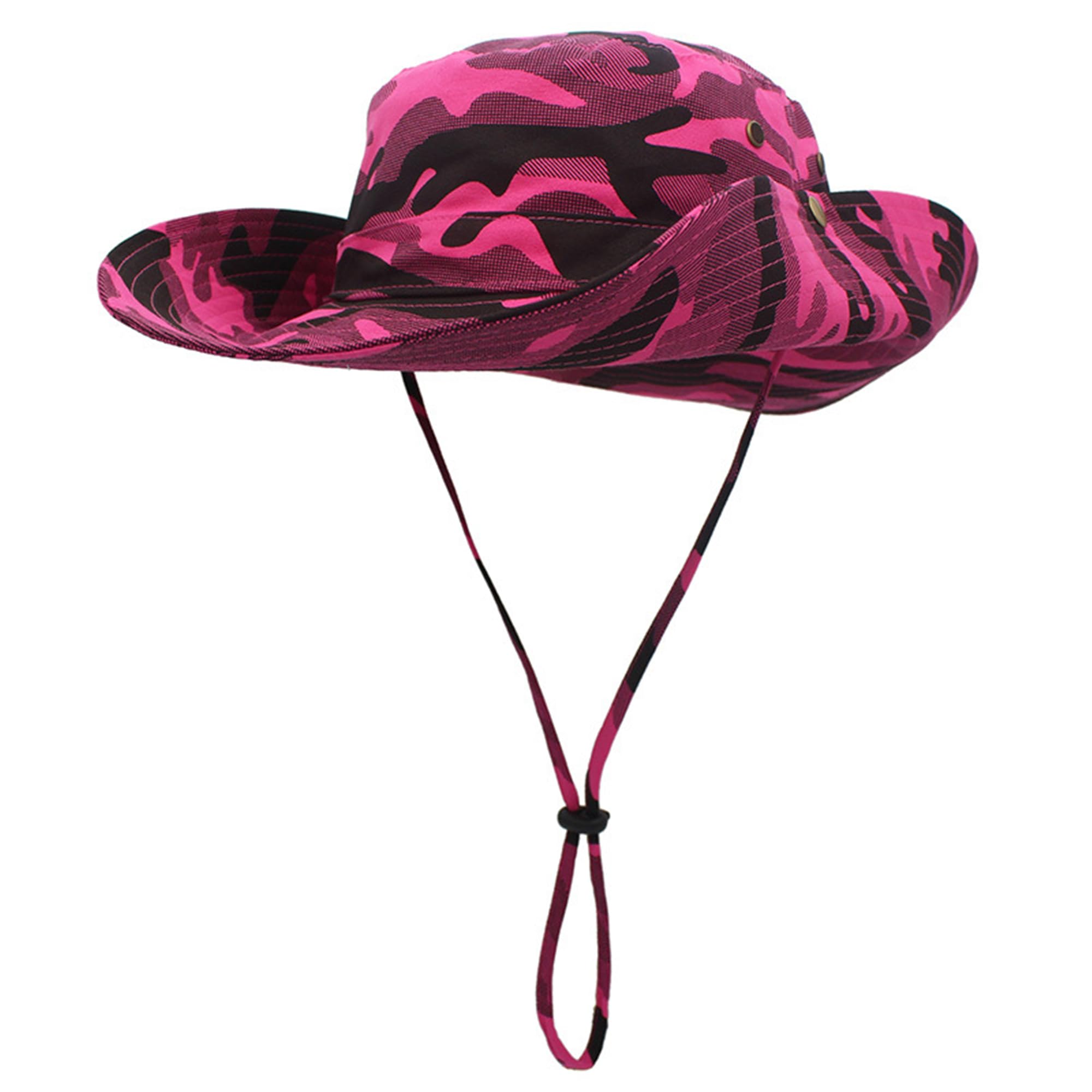 Qohnk Unisex Rose Red Camouflage Camouflage Bonnie Hats For Men Women Wide Brim Sun Hats Outdoor Sun Uv Protection Fisherman Hat Big Head Circumference Sun Hat Fishing Camo Bucket Hats (Rose Red Camouflage)