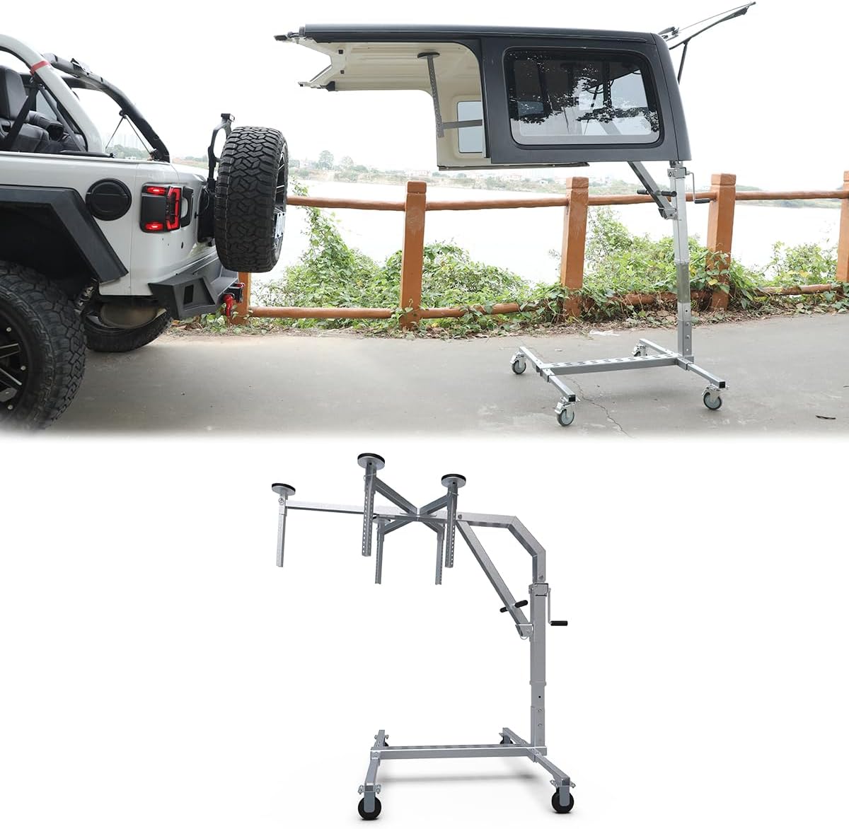 ROXX Hard Top Remover Lift for Jeep Wranglers: (2007-2026 JK/JKU/JL/JLU, 2&4 Door + Lifted Jeeps.hard top remover lift, 2021-2025 Ford Bronco 4 door) Quick & Easy Assembly