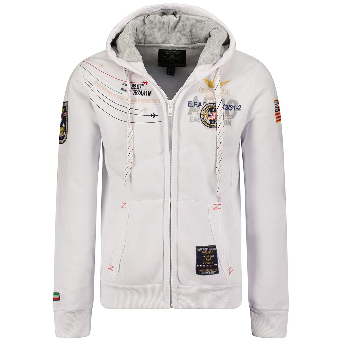 Geographical Norway Men's White Faero Special Hoodie Jacket - Xxxl