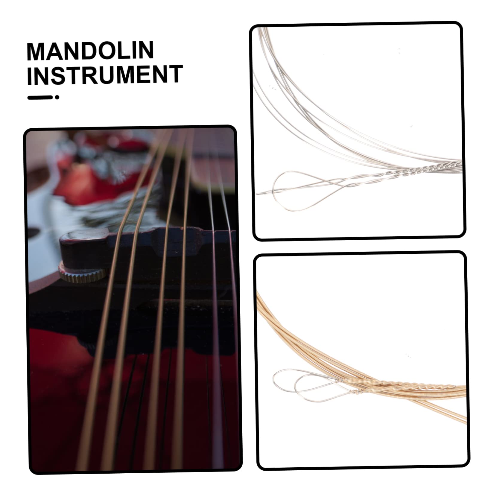 Toyvian Jeu de Cordes de Mandoline Remplacement Facile Surface Lisse en Acier Inoxydable Accessoires pour Mandoline Acoustique, 1 Set Professionnel