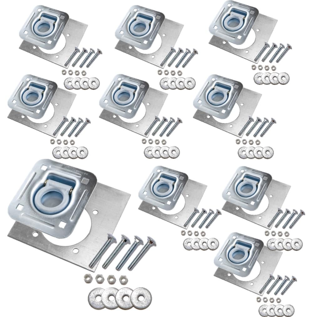 D-Ring Recessed 6,000 lb. Tie Down and Backing Plate w/2-1/2 Hardware 10-pack