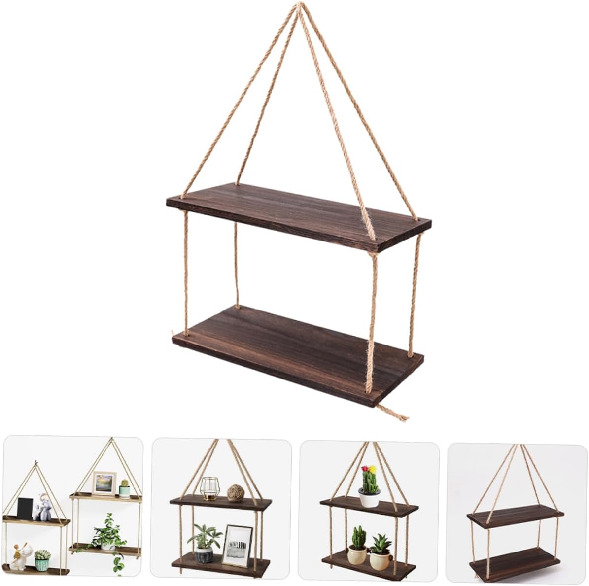 1set Rustic Wood Floating Shelves Set for Wall Storage for Living Room Bedroom Bathroom Multi-Purpose Decorative and Functional Wall Rack for Plants and Decor Items