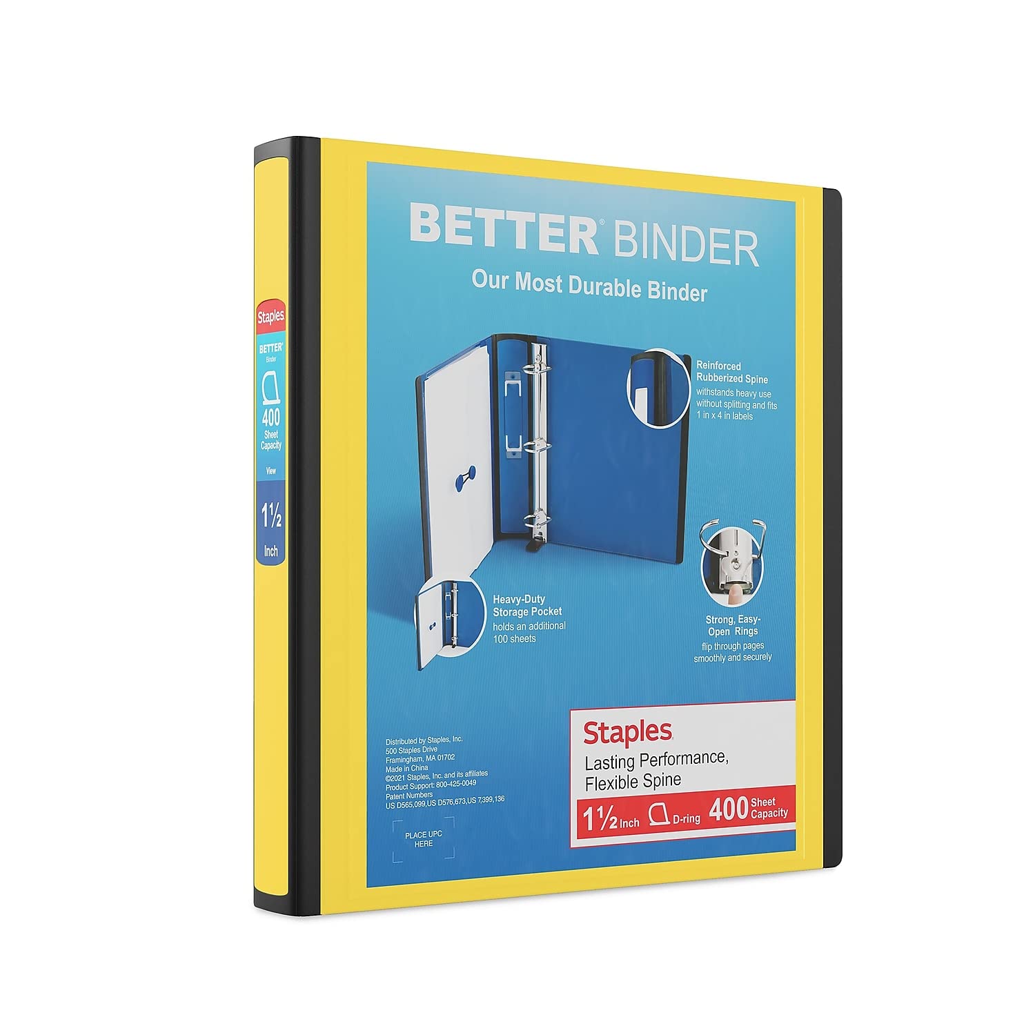 Staples Better 1.5Inch D 3Ring View Binder, Yellow (19060) Amazon.in