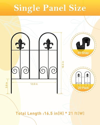 Miniatura 3 de MOOACE Valla decorativa para jardín, paquete de 10 unidades, 16.5 pulgadas de alto x 10.5 pies de largo, valla de barrera para animales al aire