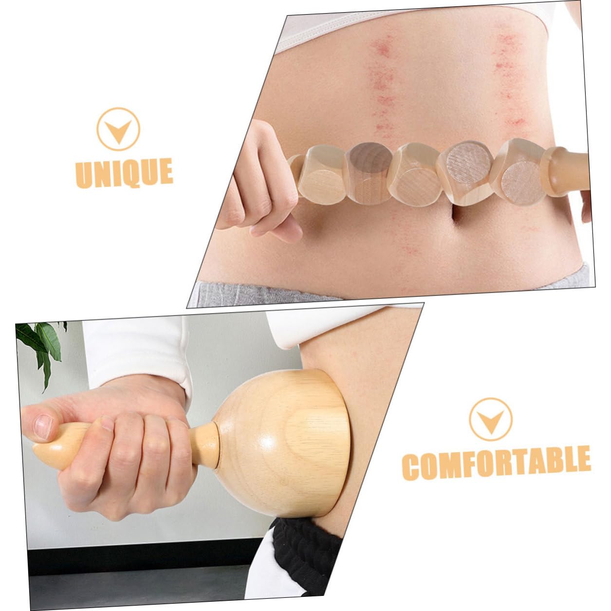 Abaodam Massaggiatore Per Schiena e Collo in Legno 11.8" Strumento Manuale Compatto Per Massaggio Muscolare e Anticellulite Adatto a Uso Domestico e Rilassamento