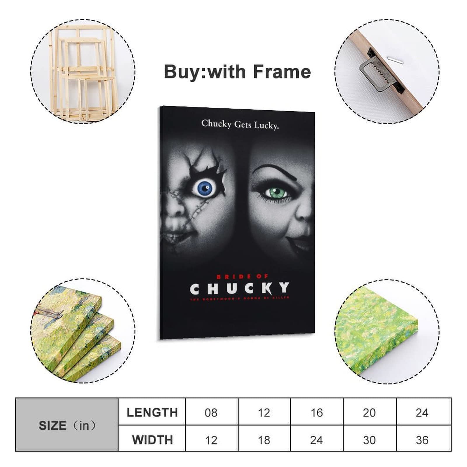 Poster Tela Bride Of Chucky 20x30 Cm | Quadro Horror Moderno Per Camera Da Letto, Stampa Artistica