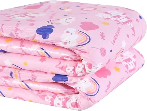 Miniatura 6 de Landofgenie Pañales para adultos, ropa interior con estampado rosa para incontinencia, pañales grandes con pestañas, 10 piezas