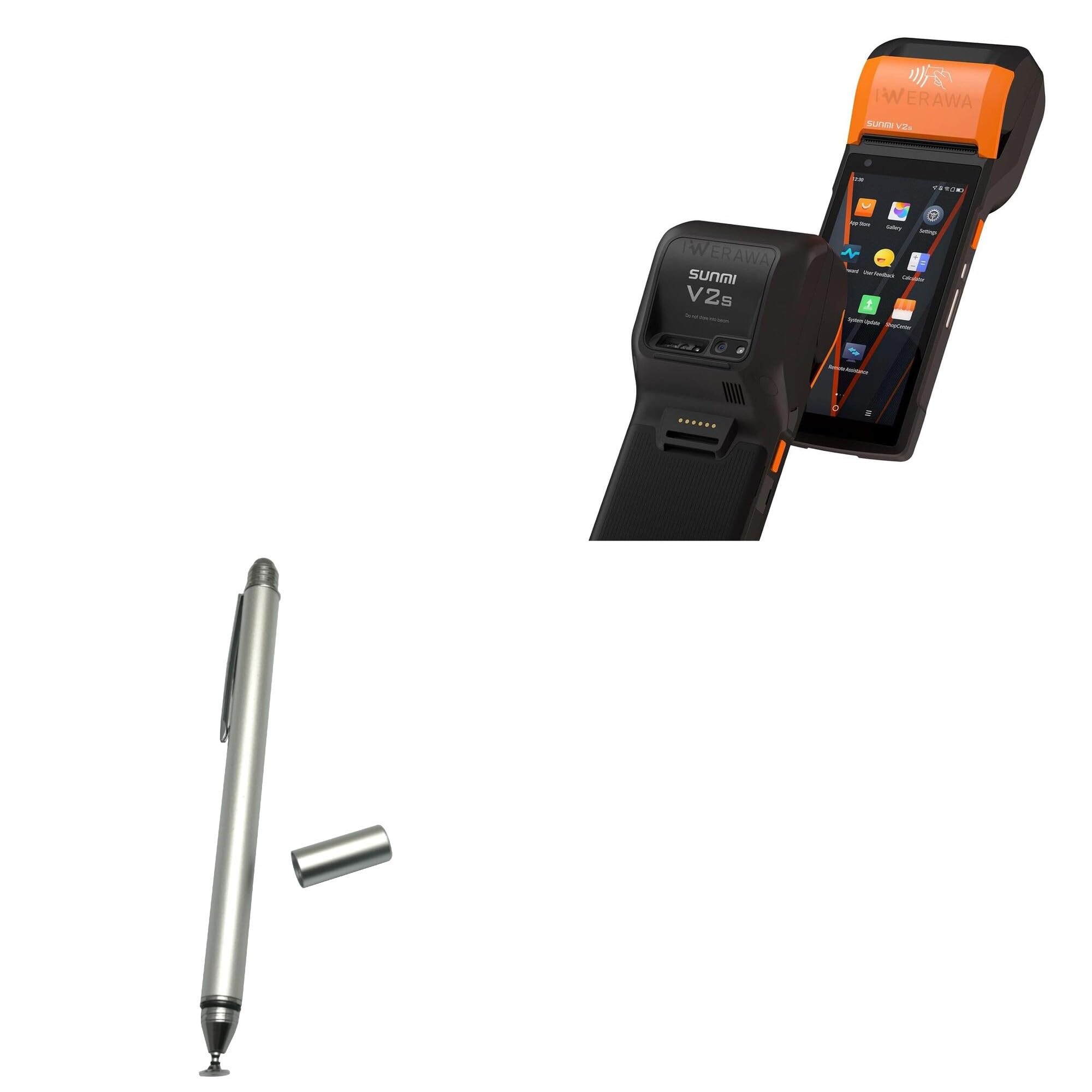 BoxWave Stylus Pen Compatible with IWERAWA SBUS (5.5 in) - DualTip Capacitive Stylus, Fiber Tip Disc Tip Capacitive Stylus Pen - Metallic Silver