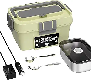Cordless Electric Lunch Box for Adults - 10000mAh Self-Heating Food Warmer with Timer, 3-Temp Heating (100℉-212℉), 54oz/1.6L Leakproof Container + Insulated Bag for Office/Car/Travel