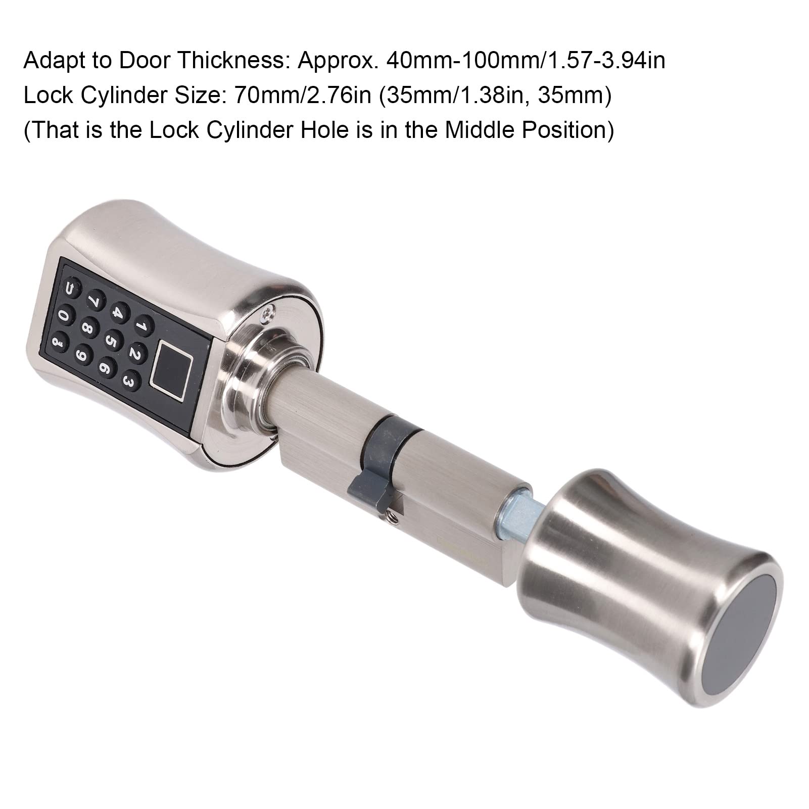 CHICIRIS Serratura per Porta Senza Chiave con Cilindro Smart Lock per Impronte Digitali per Porte di Sicurezza in Vetro e Legno Realizzate in Lega di Zinco di qualità 40-100 Mm