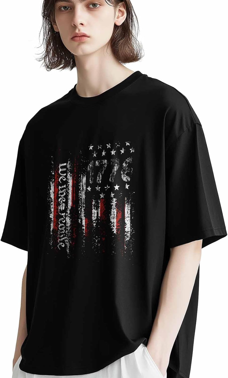 T Shirts for Men Graphic Tees Men Vintage Art Crew Neck Mens Shirts Short Sleeve Patriotic Flag Casual T-Shirt - Image 2