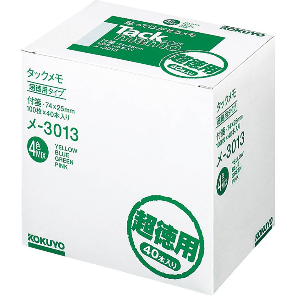B?cher 40 4-Farben-Mix-Men? -3.013 100 Blatt Kokuyo Tack Haftnotiz Typ 74 25mm Wirtschaft Pack (Japan-Import)