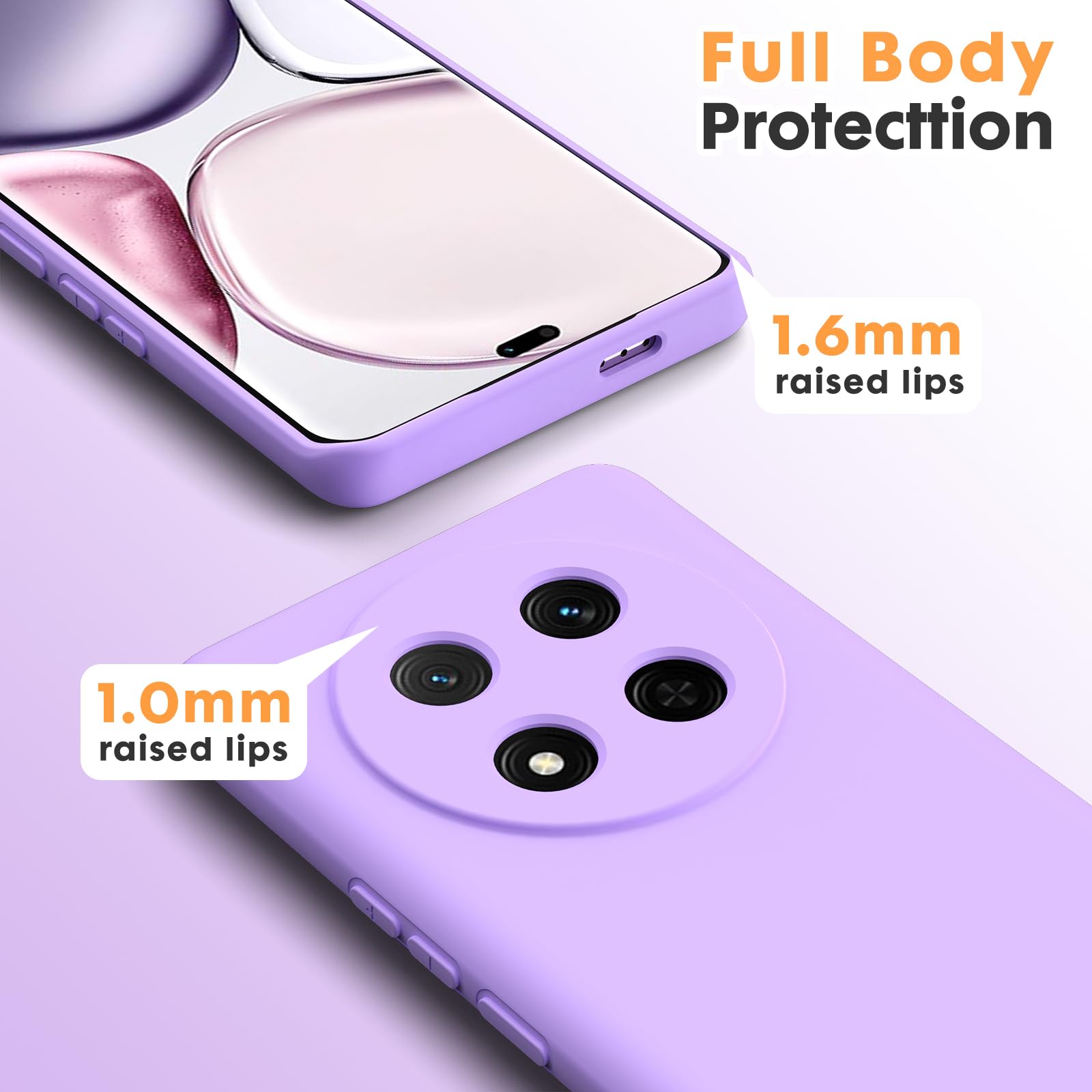 Byvuwiay Cover per Honor Magic7 Lite 5G Case, Morbida Silicone Liquida TPU Protettivo Ultra Slim Antiurto - Viola chiaro