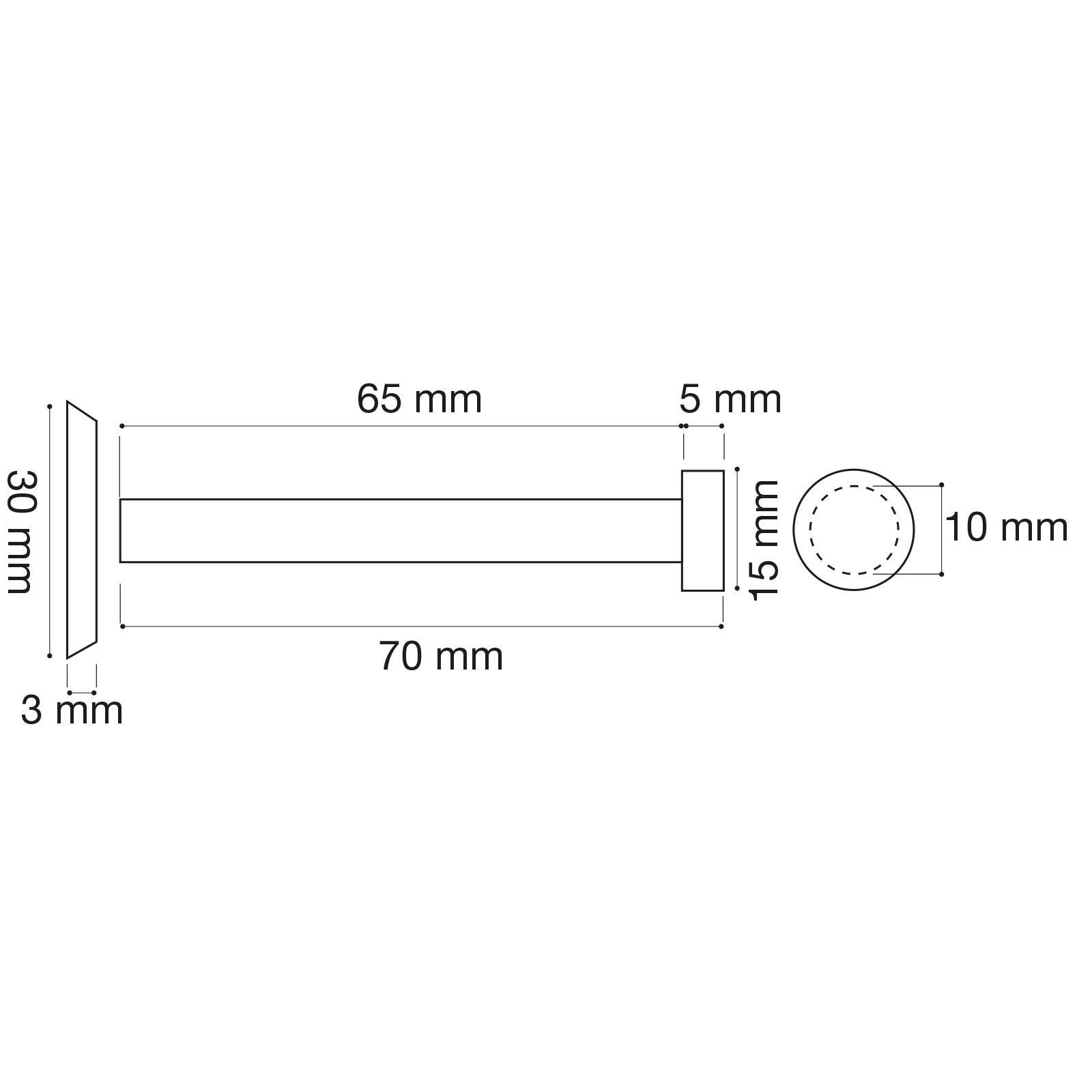 SOTECH 5 Stück Edelstahl Kleiderhaken MEDEA (Ø 10/15 mm, Länge 70 mm) Wandhaken gebürstet, verdeckte Befestigung, inkl. Schrauben und Dübel