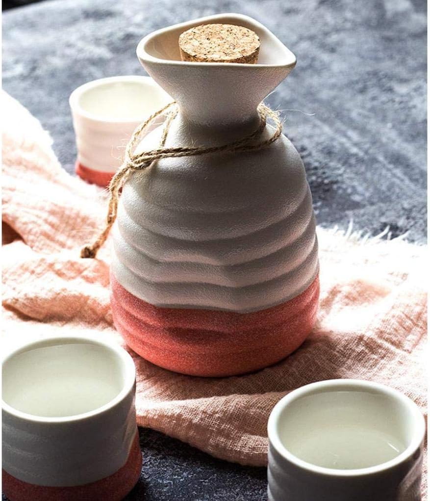 Set da Sake creativo con Colori a contrasto, Classico Set da vino giapponese con tappo in sughero, kit per Bevande calde in porcellana tradizionale giapponese