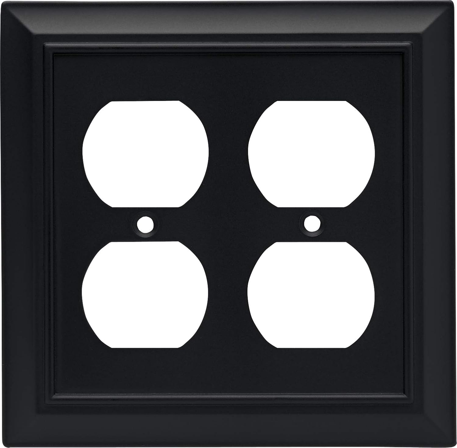Architectural Double Duplex Outlet Wall Plate / Switch Plate / Cover, Flat Black, Packaging May Vary