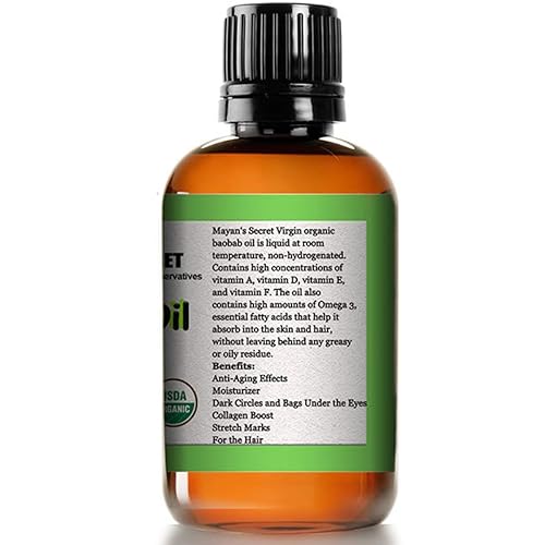 Miniatura 3 de Mayan's Secret - Aceite de baobab orgánico de 4 onzas para el cabello - Aceite sin OMG y apto para veganos para uso diario, botella de vidrio oscuro