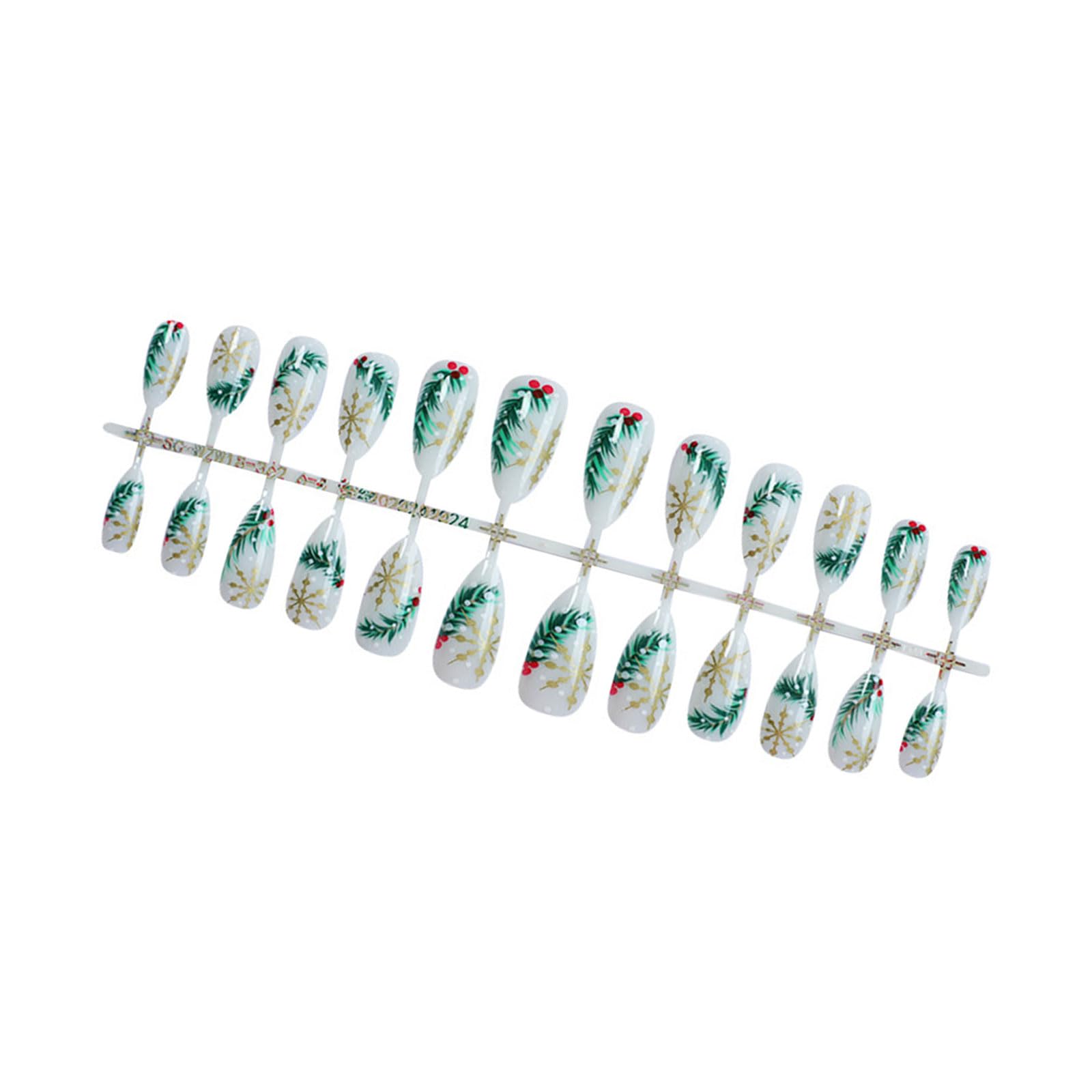 Eleganti Unghie Artificiali di Natale Premere Su Unghie Almond Unghie Finte Coperture Piene Stick On Unghie Acriliche