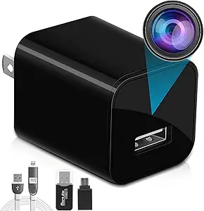 Tusionwin Hidden Camera - Spy Camera Charger - Mini Spy Camera 1080p - USB Charger Camera - Hidden Spy Camera - Hidden Nanny Cam - Hidden Spy Cam - Hidden Cam - Surveillance Camera No WiFi Needed