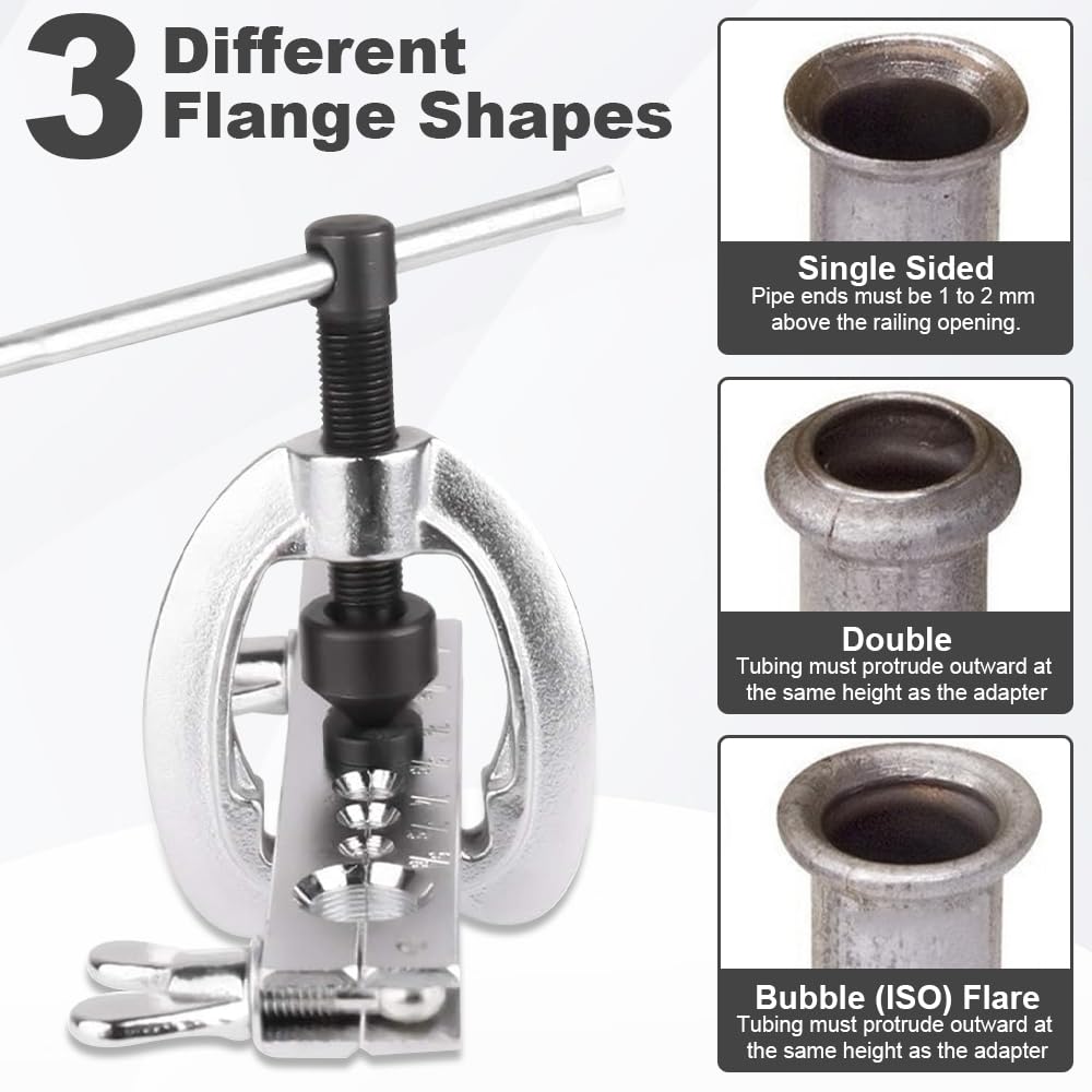 Kit Dudgeonniere Climatisation avec Coupe Tube Cuivre, Structure Conique à 45°, Kit Outils D'évasement de Tuyaux de Freins, Kit Reparation Frein pour Conduite de Frein Double et Simple
